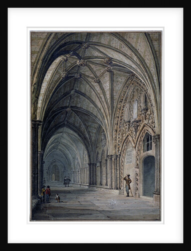 Interior view of the cloisters in Westminster Abbey, London by John Chessell Buckler