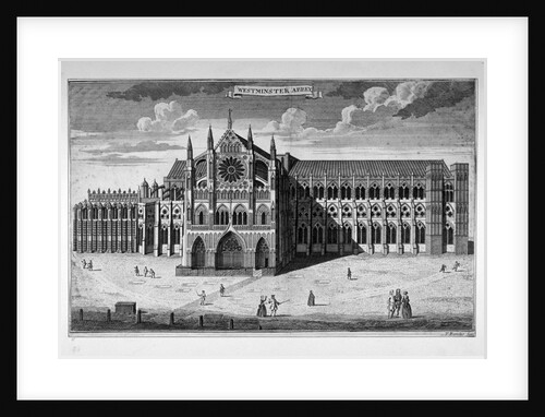 View of the west end of Westminster Abbey before the addition of towers, London by Thomas Bowles