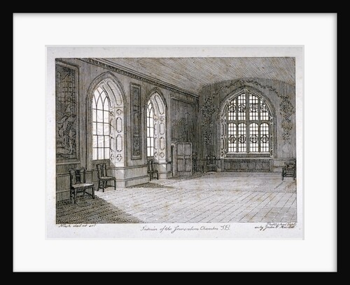 Interior view of the Jerusalem Chamber in Westminster Abbey, London by Frederick Nash