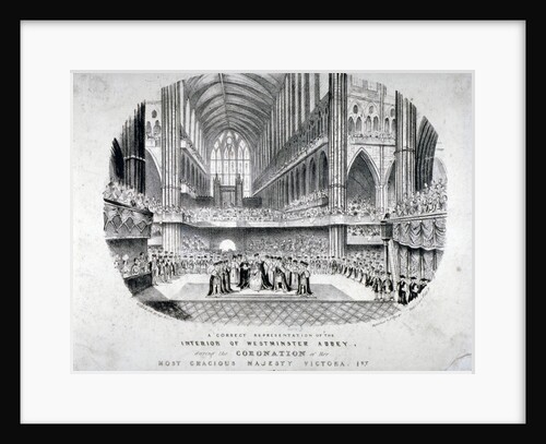 The coronation of Queen Victoria in Westminster Abbey, London by W Clark