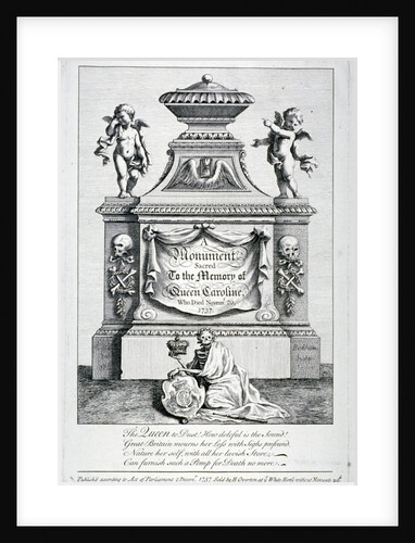 Monument to Queen Caroline, consort of George II, Westminster Abbey, London by George Bickham