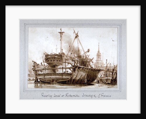 Floating dock at Rotherhithe, London by Francois Louis Thomas Francia