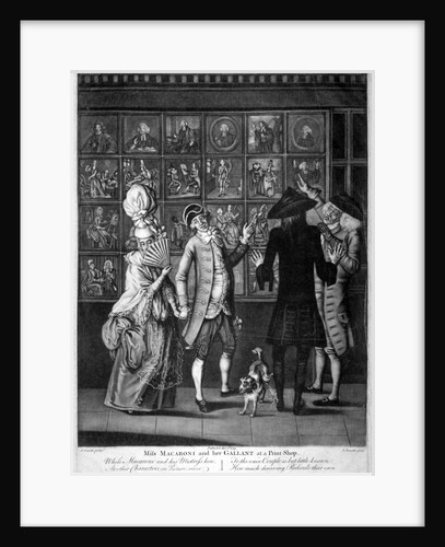 Miss Macaroni and her gallant at a print shop by John Raphael Smith