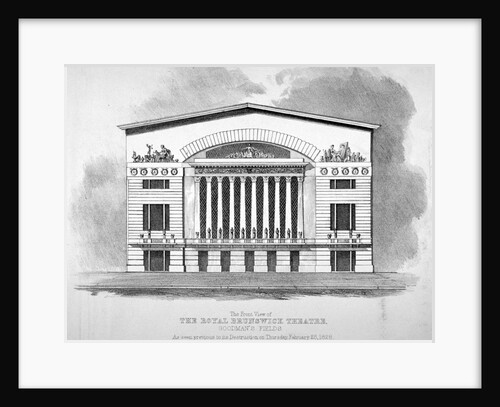 Front view of the Royal Brunswick Theatre, Goodman's Fields, Stepney, London by Anonymous