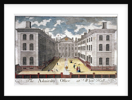 View of the Admiralty, Whitehall, with figures in the courtyard, Westminster, London by Anonymous