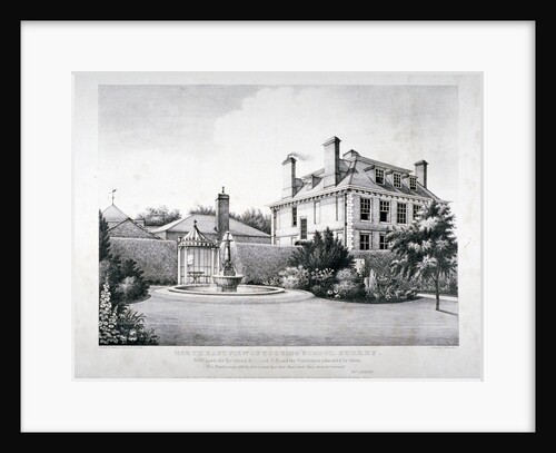 North-east view of Tooting School, with a garden in the foreground, Wandsworth, London by HP Ashby