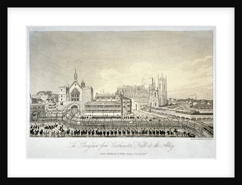 Procession outside Westminster Hall, London by W Read
