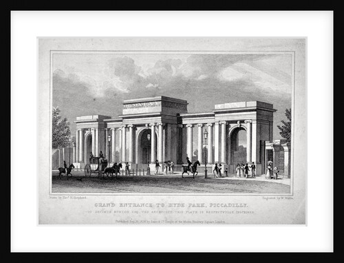 View of Hyde Park Corner, London by W Wallis