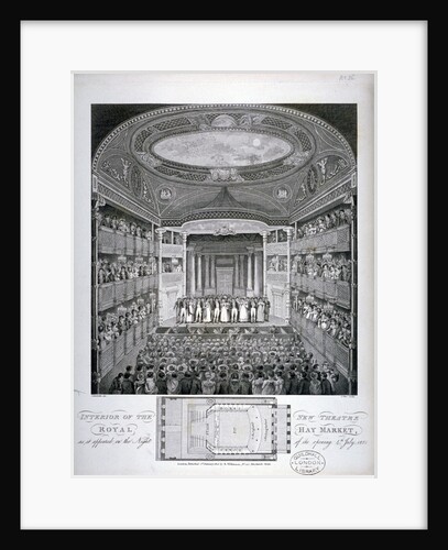Interior view of the Haymarket Theatre, London, on its opening night in 1821 by James Stow