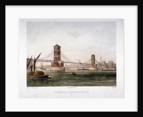 View of Hungerford Bridge from the east, London by Louis Julien Jacottet
