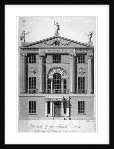 Front elevation of the Society of Arts building in John Adam Street, Westminster, London by Isaac Taylor