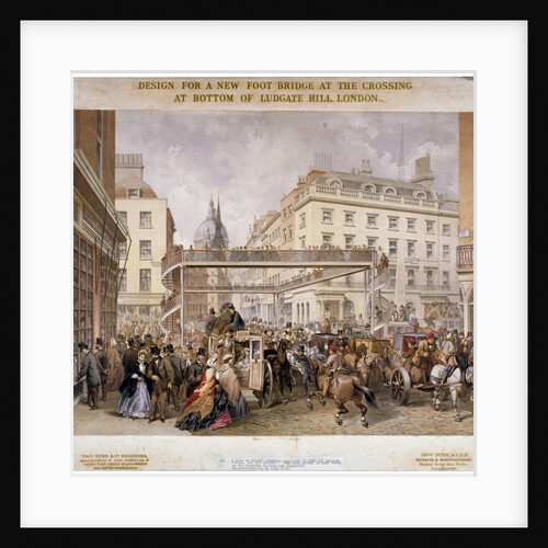 Design for a new footbridge at the crossing Ludgate Hill and Fleet Street, City of London by Kell Brothers