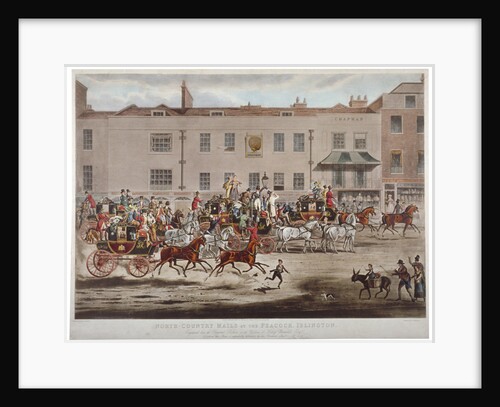 Mail coaches in front of the Peacock Inn on Islington High Street, London by Thomas Sutherland