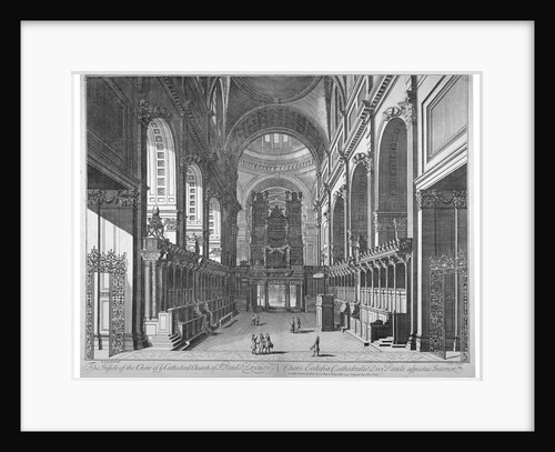 Interior view of St Paul's Cathedral, City of London by Johannes Kip