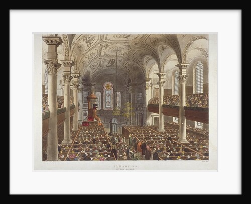 Interior of the Church of St Martin-in-the-Fields, Westminster, London by Augustus Charles Pugin