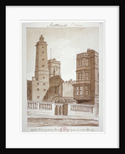 Shot Manufactory, Tooley Street, from London Bridge, Bermondsey, London by John Chessell Buckler