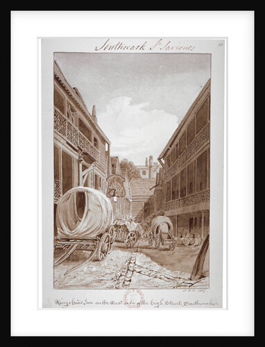 King's Head Inn on the East Side of the High Street, Southwark, London by John Chessell Buckler