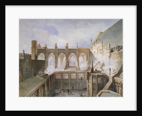 View of the destruction of St Stephen's Chapel, Palace of Westminster, London, 1834 by John Taylor