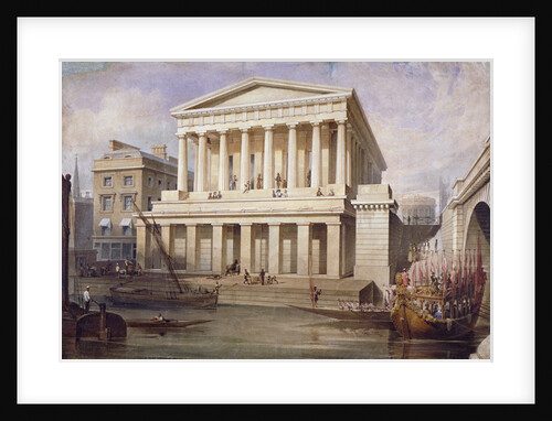 Proposed view of Fishmongers' Hall near London Bridge, City of London by Frederick Nash