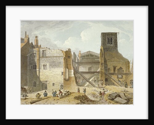 View of the demolition of the Savoy Palace, Westminster, London by Robert Blemmell Schnebbelie