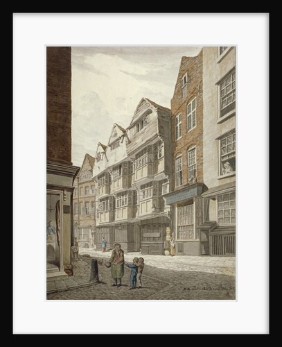 South-west view of an old timber-framed house in Ship Yard, Westminster, London by Robert Blemmell Schnebbelie