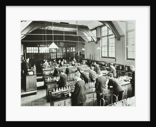 Boys in a chemistry laboratory, Hackney Downs School, London, 1911 by Unknown