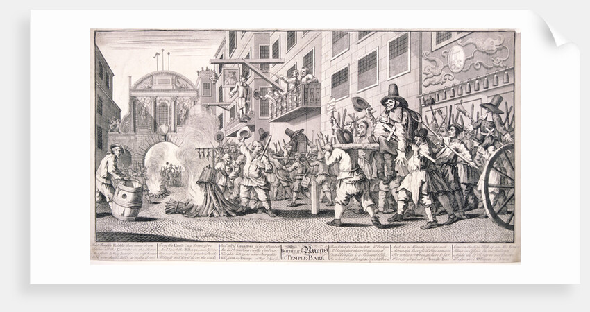 Burning the rumps at Temple Bar, London by William Hogarth