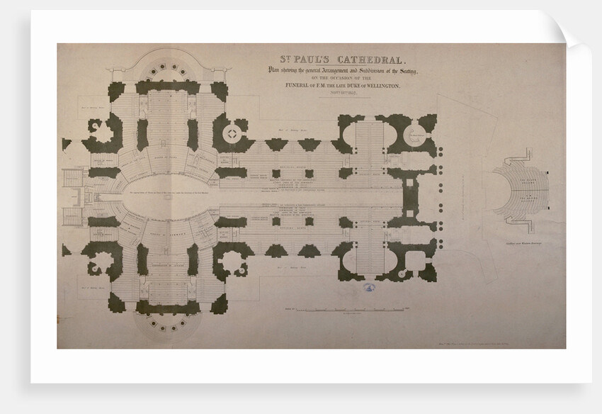 Plan of seating arrangements for the Duke of Wellington's funeral by Anonymous