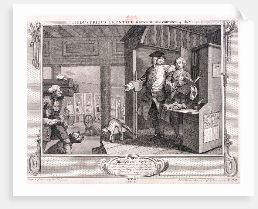 The industrious apprentice a favourite..., plate IV of Industry and Idleness by William Hogarth