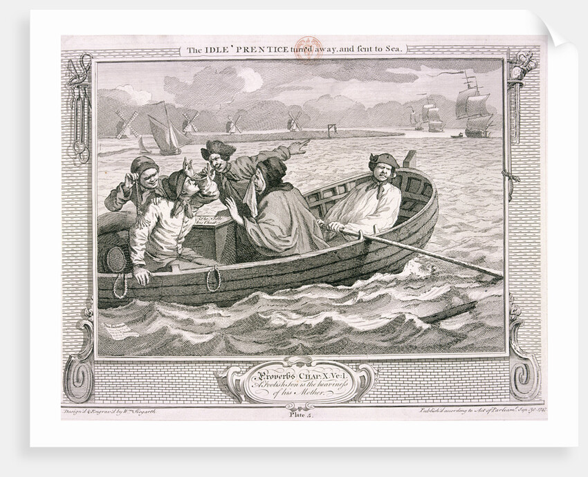 The idle 'prentice turn'd away and sent to sea', plate V of Industry and Idleness by William Hogarth