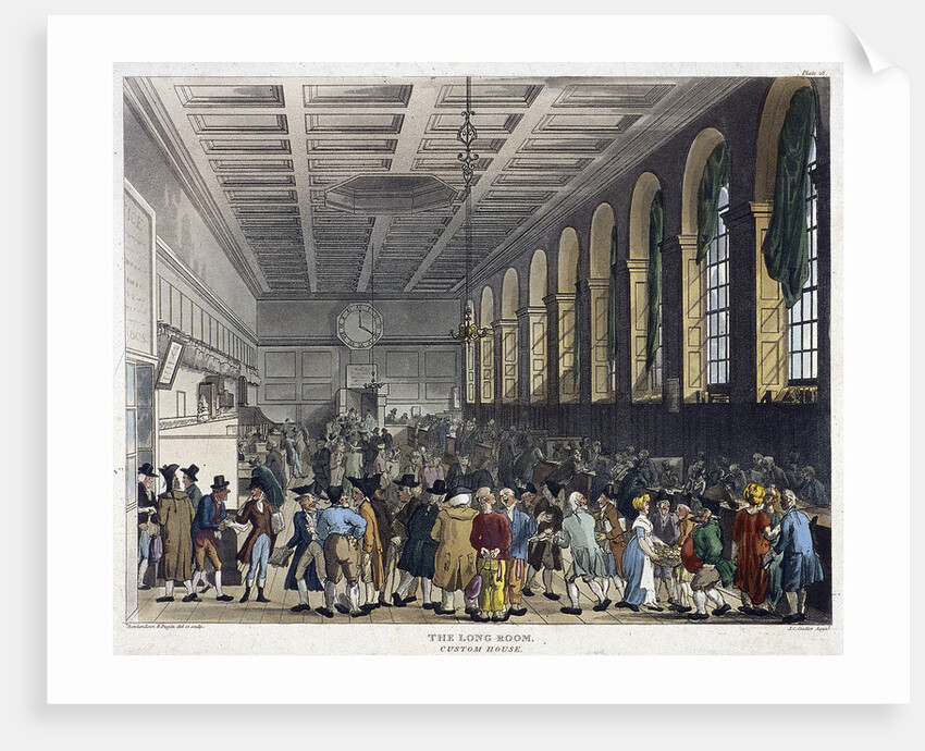 Interior of Custom House, London by Augustus Charles Pugin