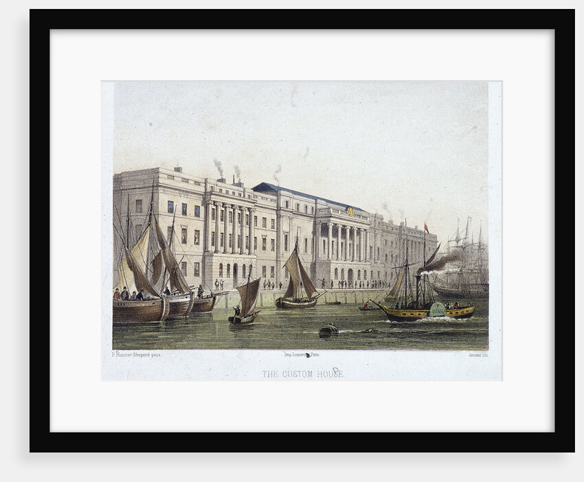 Custom House and River Thames, London by Louis Julien Jacottet