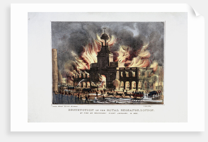 Destruction of the Royal Exchange' (2nd) fire, London by W Clerk