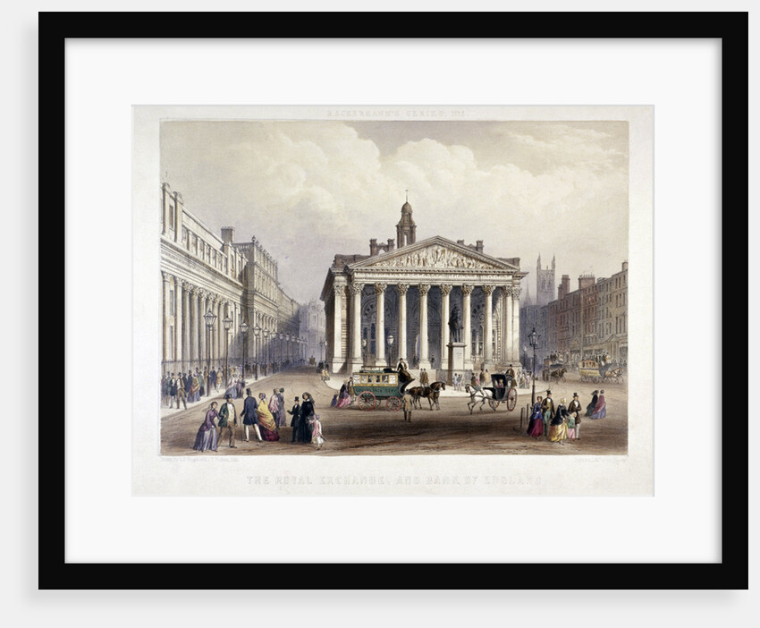 Royal Exchange and the Bank of England on the left, London by Thomas Picken
