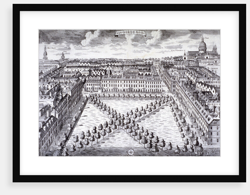 Bird's-eye view of Charterhouse Square, Finsbury, London by Sutton Nicholls