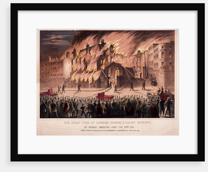Firemen fighting the blaze at the Cotton's Wharf Fire, Bermondsey, London by Anonymous