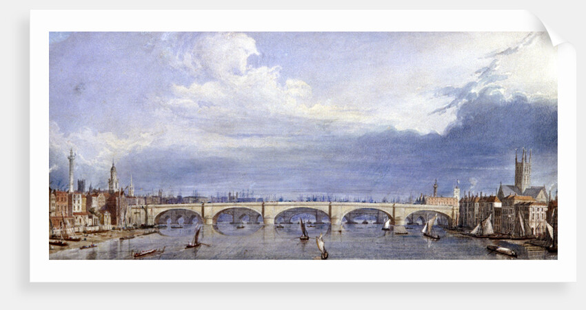 New London Bridge, London by Augustus Charles Pugin