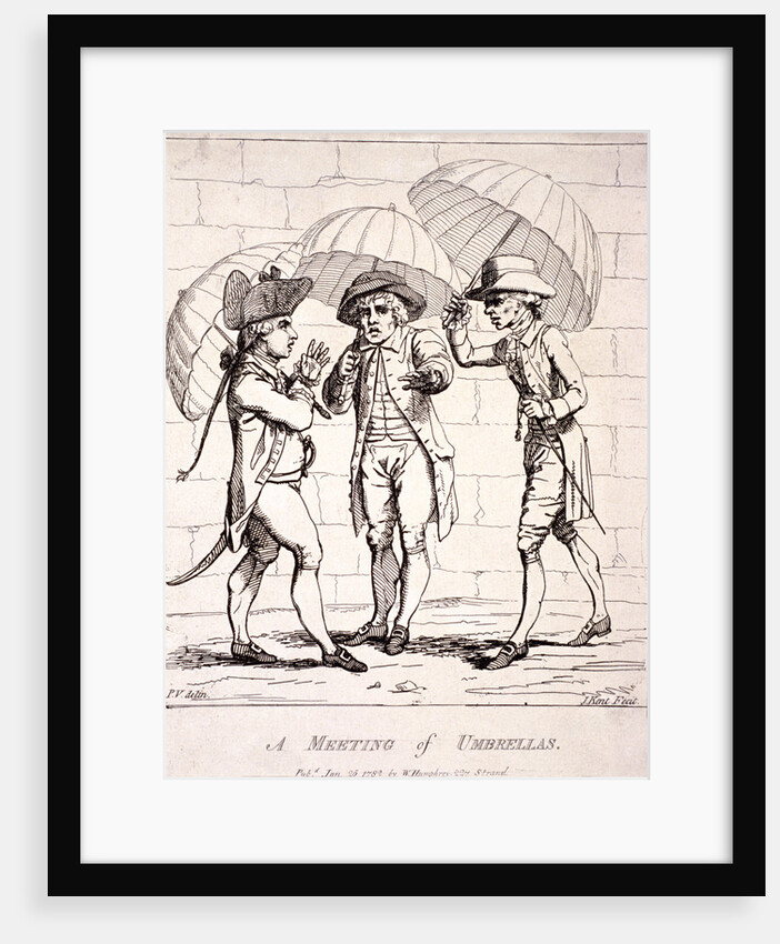 A meeting of umbrellas by James Gillray