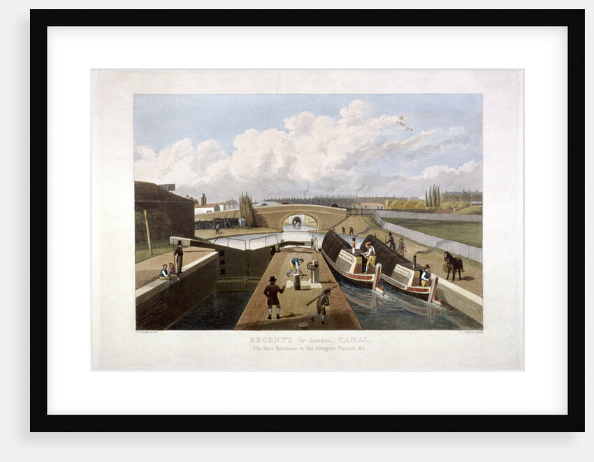 Regent's Canal, with barges, Islington, London by John Cleghorn