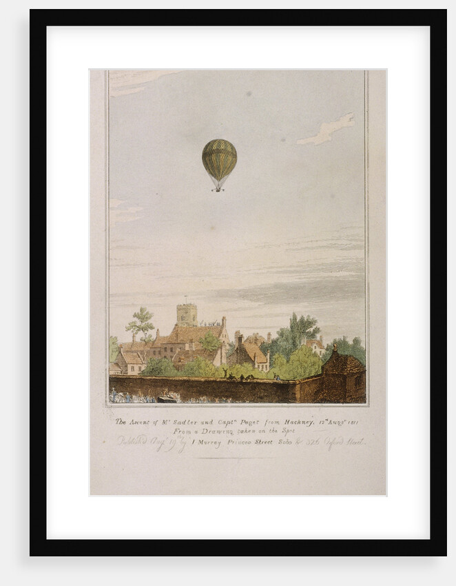 View of James Sadler's balloon over Mermaid Gardens, Hackney, London by Anonymous