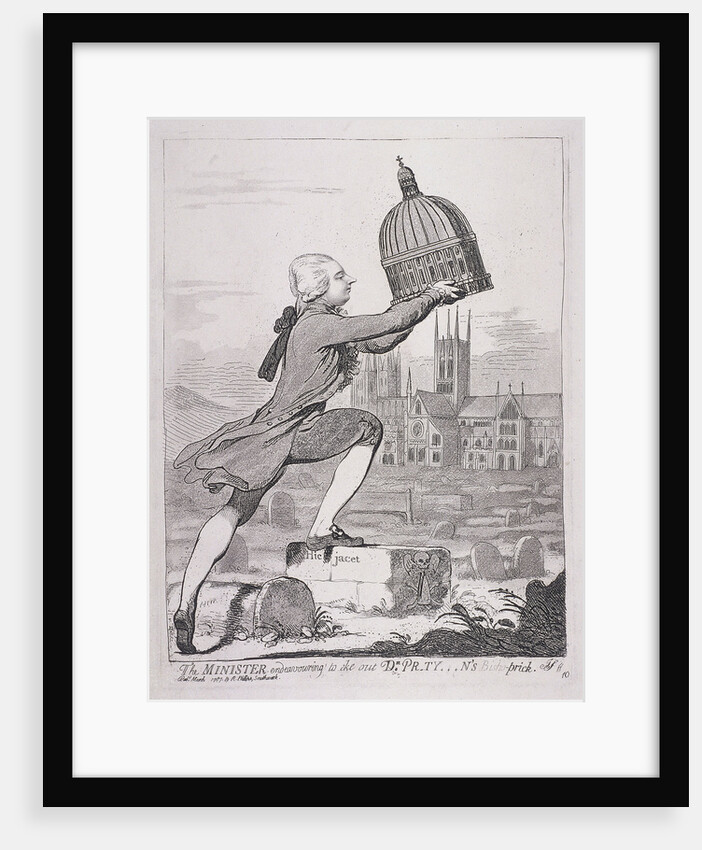 The Minister endeavouring to eke out Dr Pr-ty---n's Bisho-prick by James Gillray