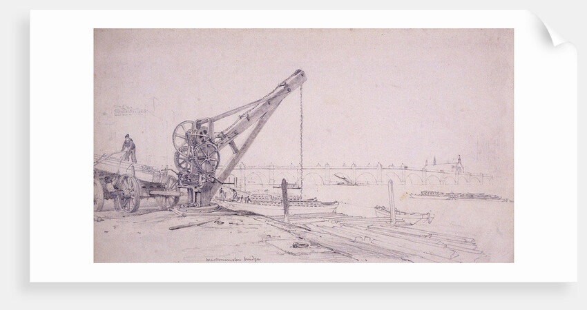 Crane at Westminster Bridge, London by Edward William Cooke