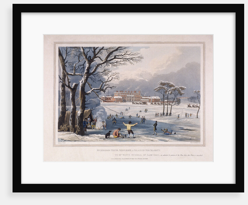 Buckingham House and St James's Park in the winter, London by Robert Havell