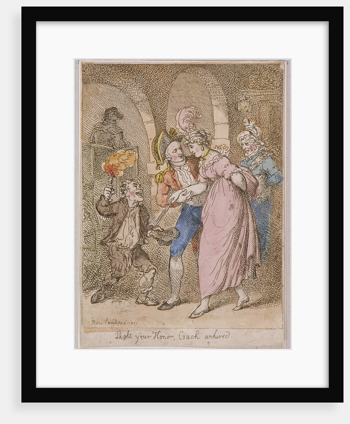 Light your Honor Coach unhired'; scene at Covent Garden piazza,Cries of London by Anonymous