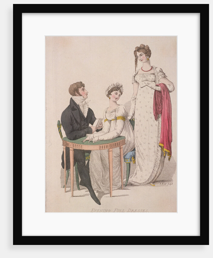 Two women and a man wearing full evening dress by W Read