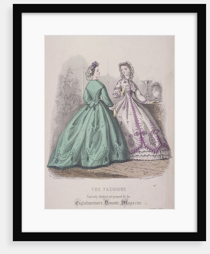 Two women wearing the latest fashions by Anonymous