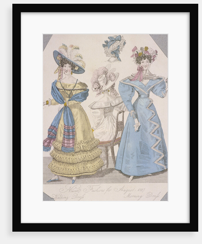 Two women wearing walking dress and morning dress by Anonymous