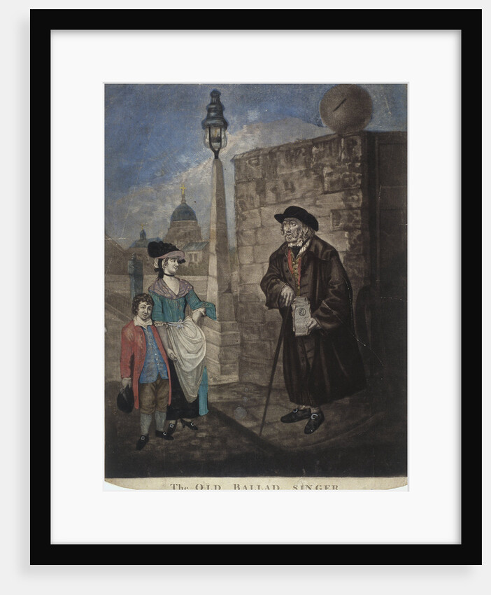 Old ballad singer standing on a street corner by JR Smith