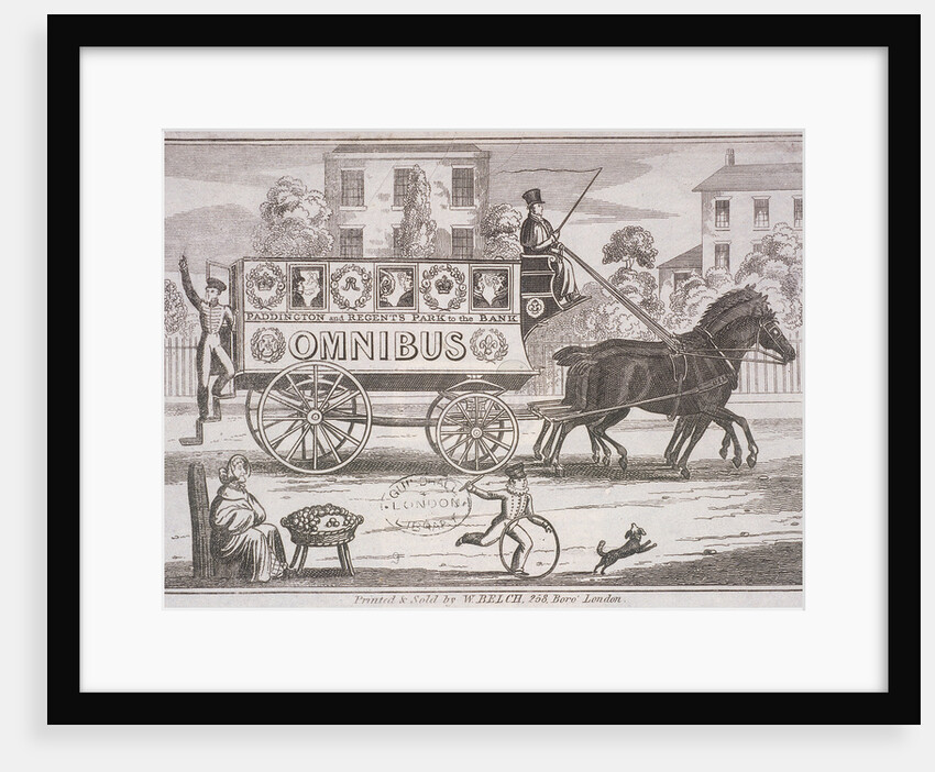 Shillibeer's first omnibus drawn by three horses, London by Anonymous