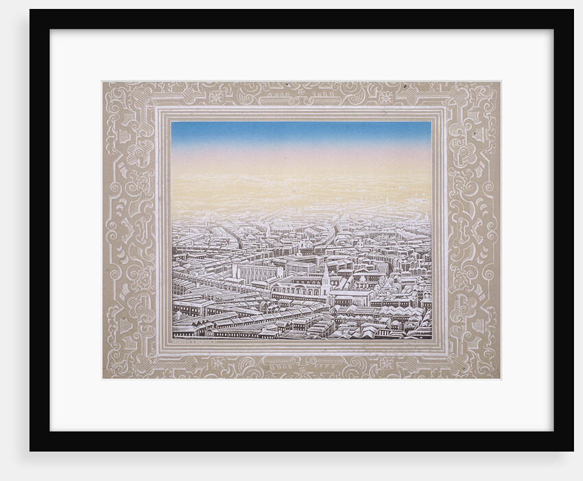 Aerial view of London with decorative border by Kronheim & Co